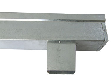 Gutter Combo - Gutter with outlet and stop-end, manufactured from SABS-quality galvanised steel in varying thickness depending on customer's needs. Available in sizes 100x75mm and 100x100mm.
