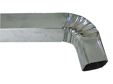 Square Downpipe Offset - Manufactured from SABS-quality galvanised steel in varying thickness depending on customer's needs.